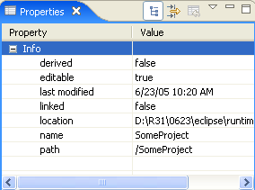 Picture of a Properties sheet with 3 columns, including a column for property and a column for value.
