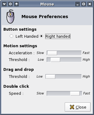 Shows mouse settings dialog.
	  