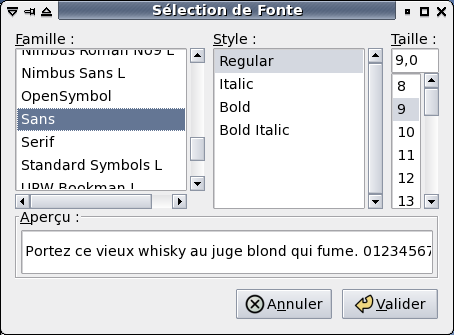 Montre la fen�tre de s�lection de fontes.
		