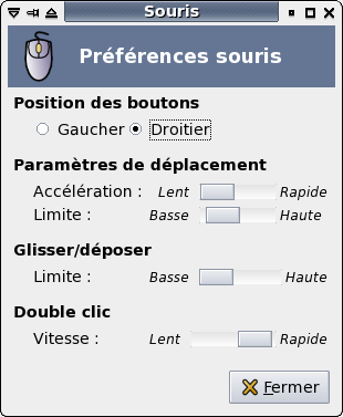 Montre la fen�tre de param�trage de la souris.
	  